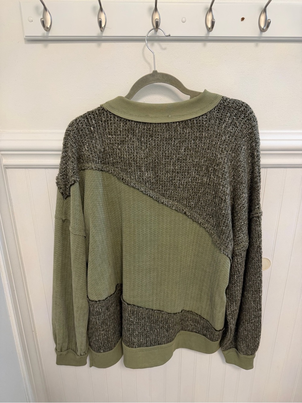 Oli & Hali Olive Green Patchwork Knit Matching Set - Picture 5 of 8